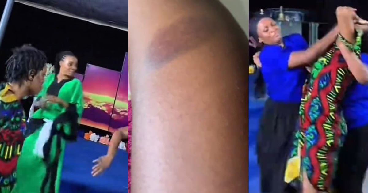 Drama as female usher sl@ps congregant who b!t her during deliverance session (VIDEO)