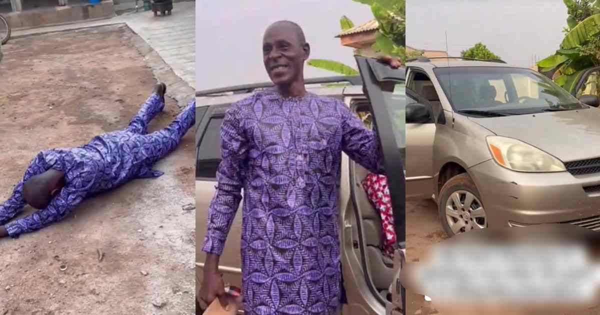 Heartwarming Moment: Father Overjoyed as Daughter Surprises Him with a Car After Three Decades of Riding a Bike (Watch)
