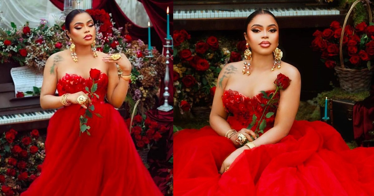 Bobrisky shares roses-themed photos in celebration of Valentine’s Day (IMAGES)