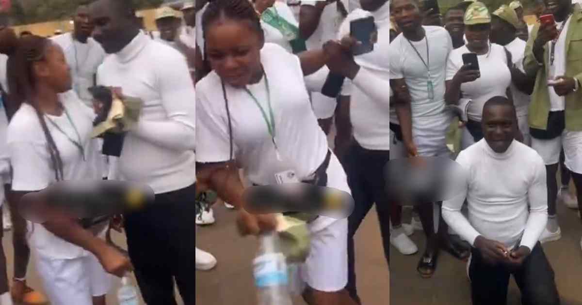 Moment a Female Corps Member Rejects Marriage Proposal from Man O’ W@r Commander After Three-Week Courtship in NYSC Camp (WATCH)