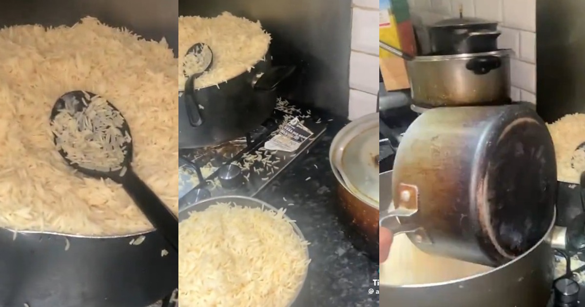 “He may have done this intentionally to avoid cooking again” – Lady stúnned by the amount of food her brother makes after requesting a small portion of rice (WATCH)