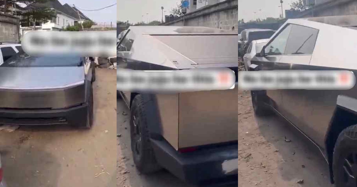 “You fit afford this kind car and you no fit afford better mechanic workshop?” – Online users react after spotting a Tesla CyberTruck at a local mechanic workshop (WATCH)