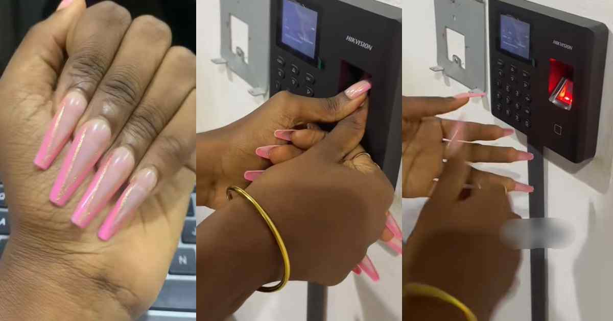 Lady shares her strúggle to sign in at work after fixing long acrylic nails (WATCH)