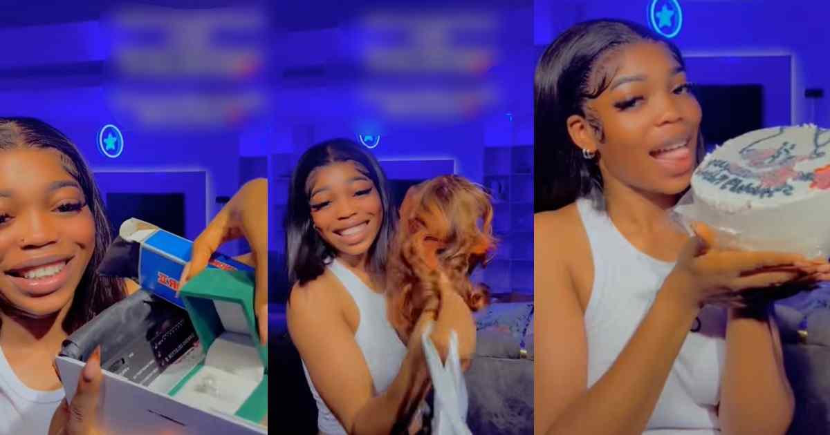 Lady shows off the expensive gifts she received from her man to celebrate their 6-month relationship (WATCH)