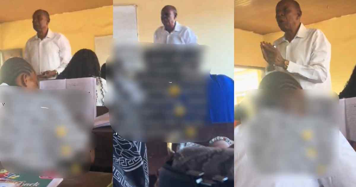 University student shares a video of her 84-year-old lecturer who never fa!ls students and allegedly refused to stop teaching after retirement (WATCH)