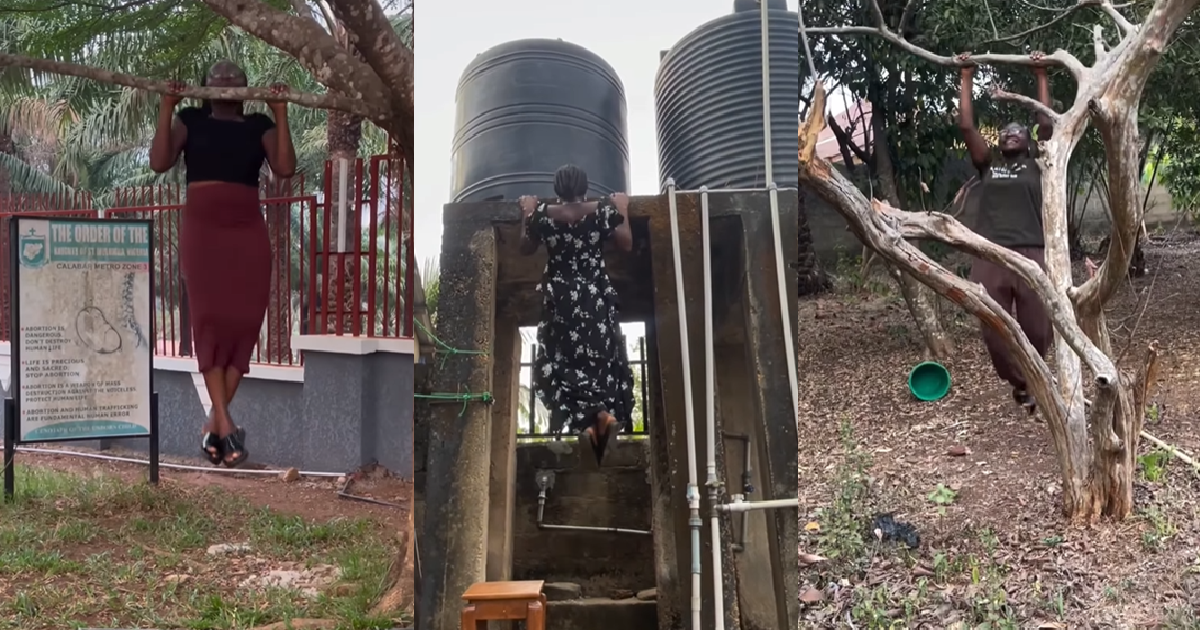 Lady Shares The Ingenious Ways She Exercises Without Proper Gym Equipment (WATCH)