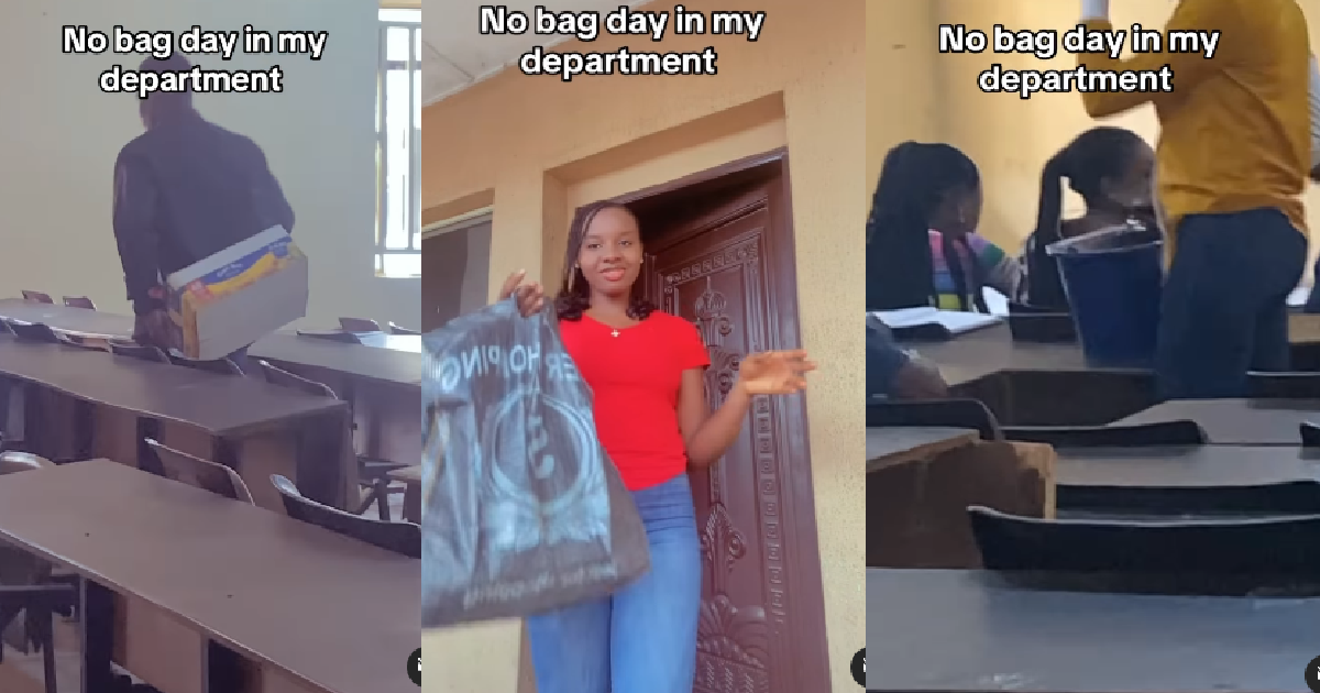 Lady Shares The Creative Alternatives Her Coursemates Carried As Bags During Their “No Bag Day” (WATCH)