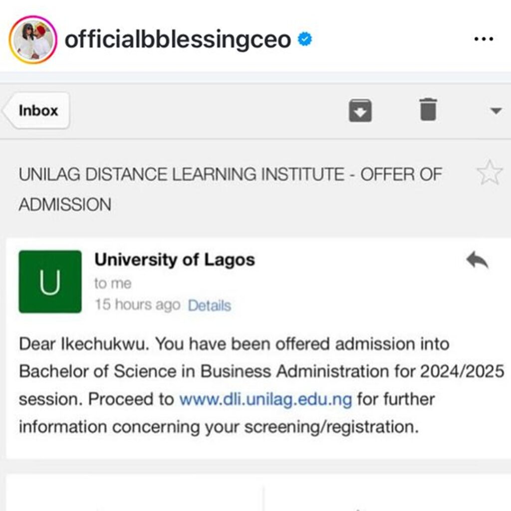 Blessing CEO Celebrates IVD’s Admission into UNILAG (IMAGE