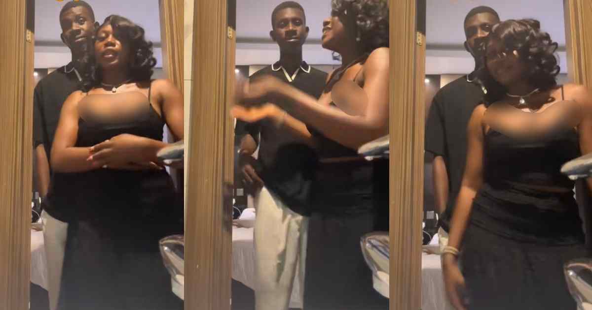 “Will you not hold me, you just stand there and ashine your teeth at the camera” – Lady yells at her man for being ‘unromantic’ while they make a video together (VIDEO)