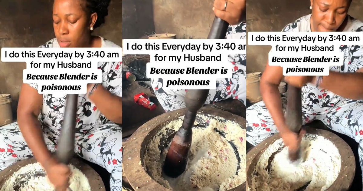 “Blender is not good for human consumption” – Virtuous woman shares how she prepares ‘akara’ for her husband daily at 3:40 am (WATCH)
