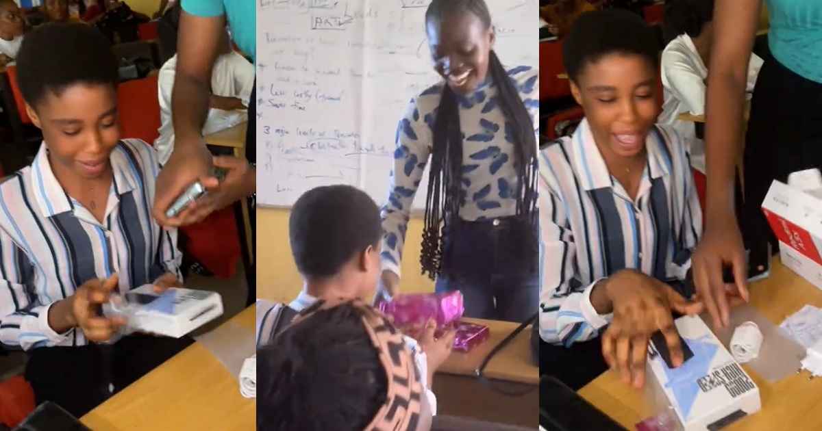 Adorable moment students surprise their class representative with a brand-new phone after she had been without one for some time (WATCH)