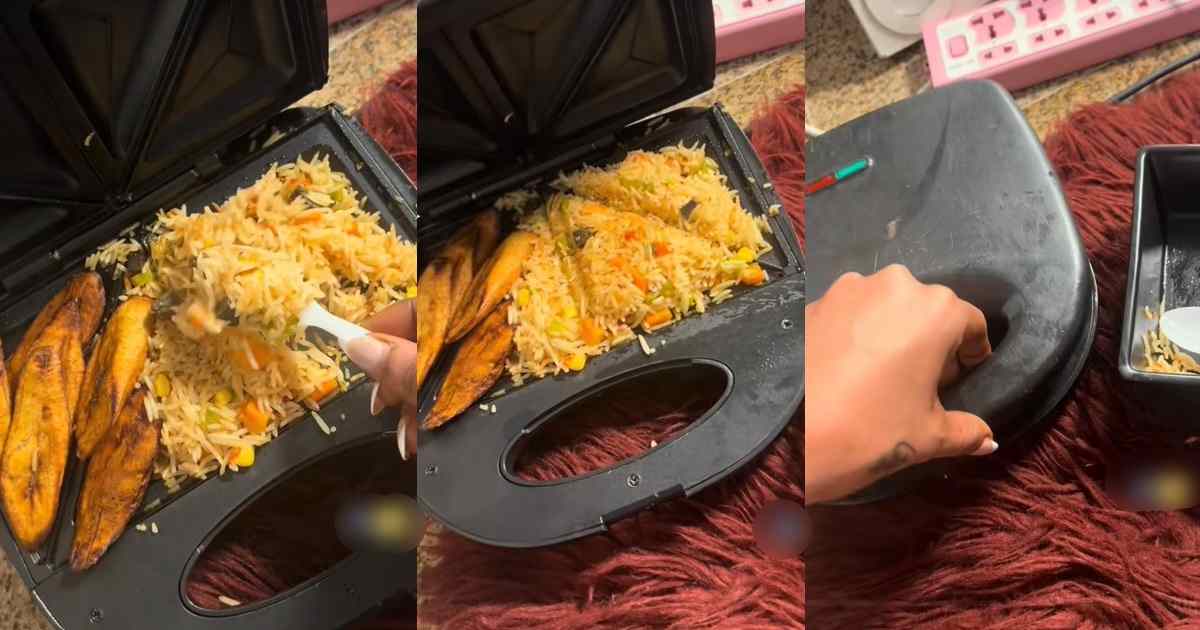 “I’ll eat directly from the toaster” – Lady devises an unconventional method to reheat food by using a toaster (WATCH)