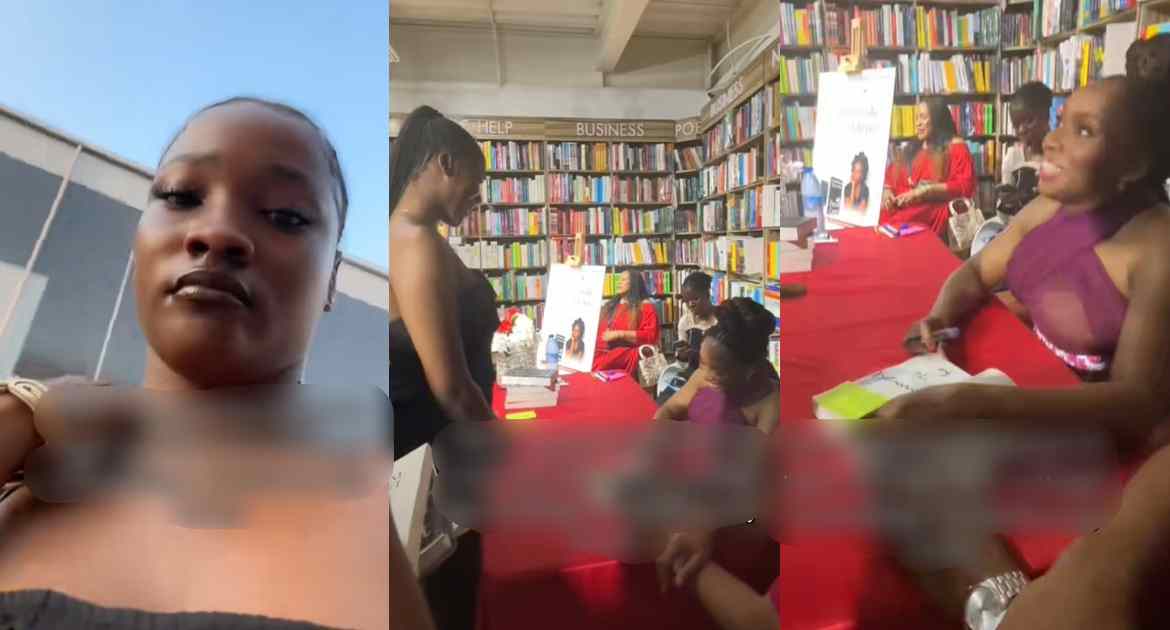 “Dream come true” – Lady shares how she forgot her words after queuing for hours to meet her idol, Chimamanda Adichie (Video)