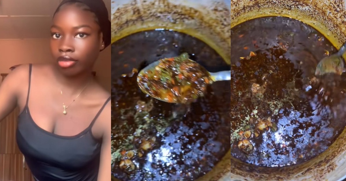 “Dey throw am away” – Lady reveals the ‘mouthwatering egusi soup’ her male hostel mates prepared without requesting help (VIDEO)