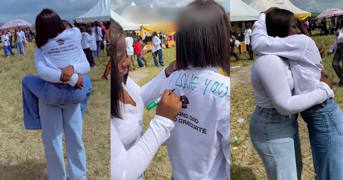 Lady becomes emotional after her twin sister waits for her to be the first to sign on her shirt (WATCH)