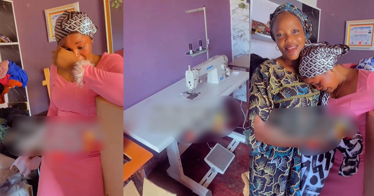 Lady receives her dream sewing machine as a birthday gift from her mum (WATCH)