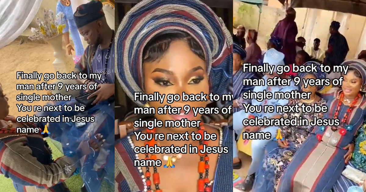 “I finally returned to my man” – Nigerian woman ties the knot with her baby’s daddy after 9 years of being a single mother (VIDEO)