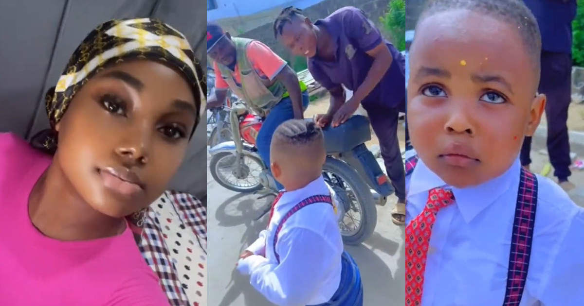 “This boy has seen me finish” – Lady felt embarrassed after her nephew declined a bike ride and insisted on going home in a car after school hours (VIDEO)