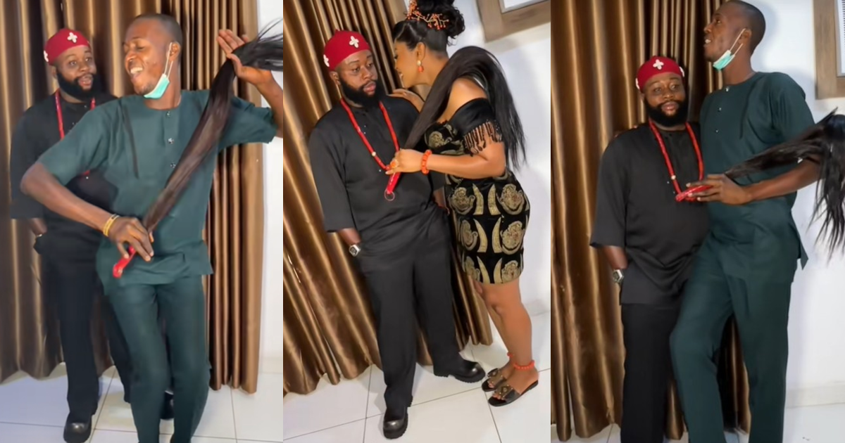 Hilarious moment a photographer teaches a bride how to pose for traditional pictures with her husband on their wedding day (WATCH)