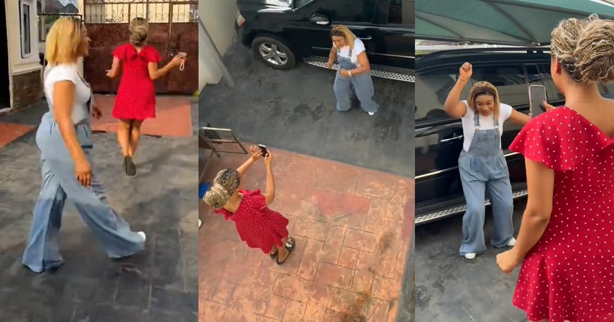 “Why are you always putting my mum on TikTok?” – Man asks his girlfriend after observing her closeness with his mum during a video shoot (WATCH)