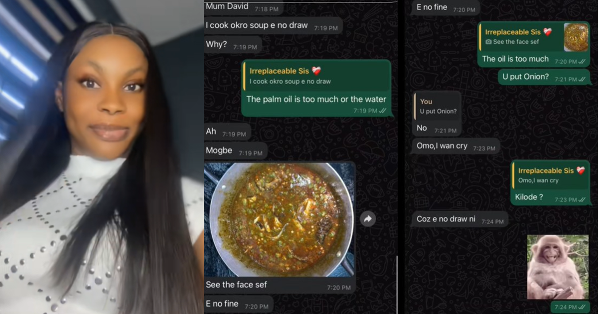 Funny conversation between two sisters after one of them cooked okro soup that “refused to draw” for her boyfriend (WATCH)