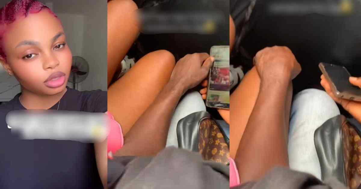 “See wetin you wear” – Lady receives backl@sh after a man tried inappropriately touching her thigh on a public bus (WATCH)