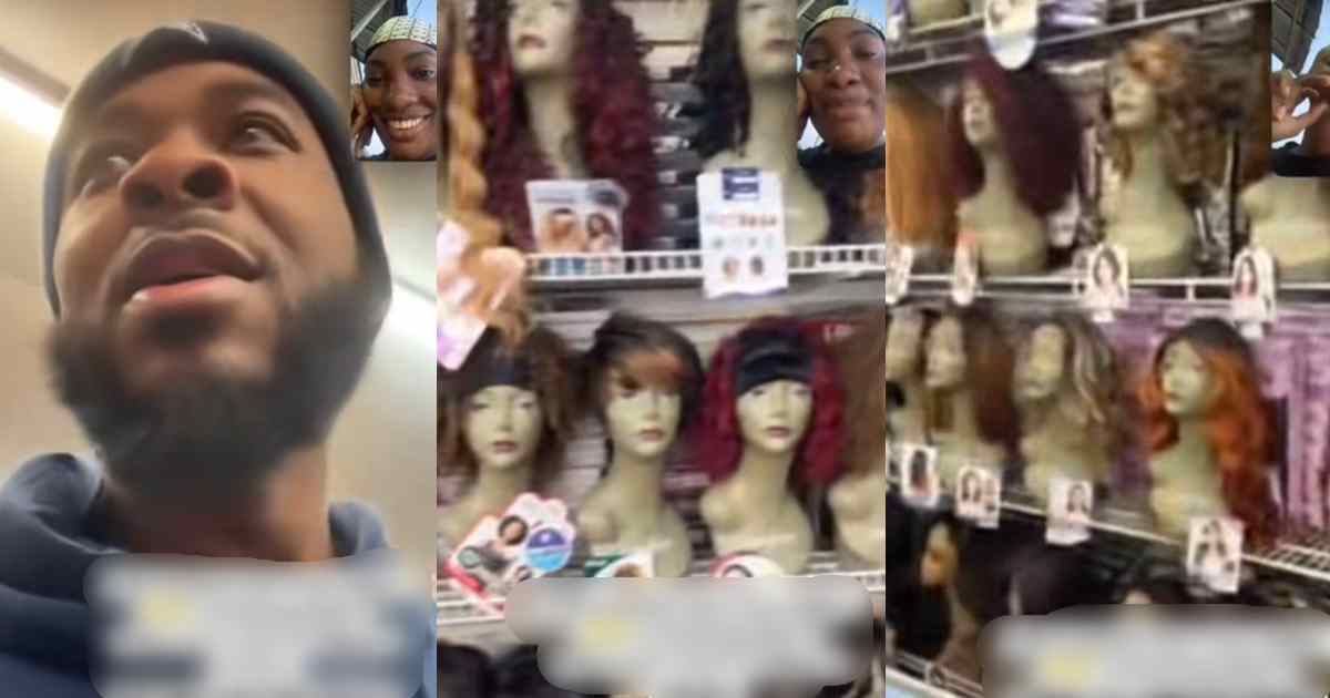 “When you come to Nigeria, we will buy” – Nigerian lady tells her abroad-based man after discovering the wig he wanted to buy for her was a hair blend (VIDEO)