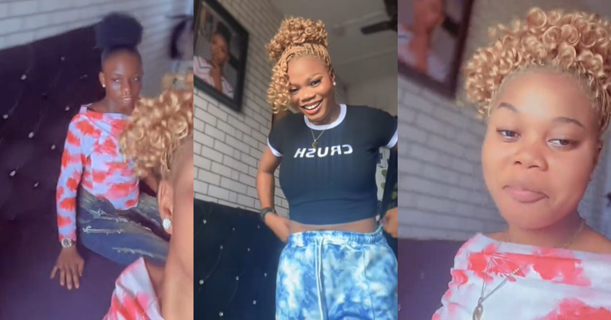 “She said I should go and buy another cloth in the market” – Lady coincidentally wears a matching outfit with her boss at work (WATCH)