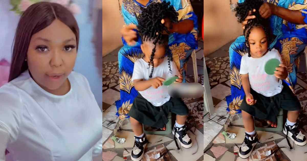 “Na beauty queen you born” – Woman stúnned by her 2-year-old daughter’s composure while making her graduation hair (VIDEO)