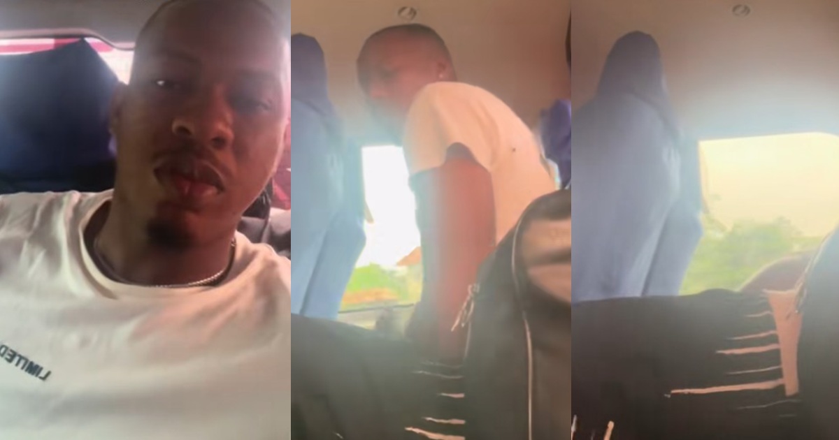 “My comfort is all that matters” – Man says as he pays for an entire back seat to sleep comfortably on his road trip from Enugu to Lagos (WATCH)