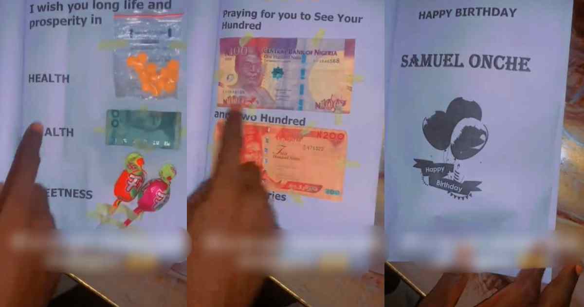 “If you no get money just strategize” – Man Left Speechless as Sister Gifts Him Creative Cash-Booklet for Birthday (WATCH)
