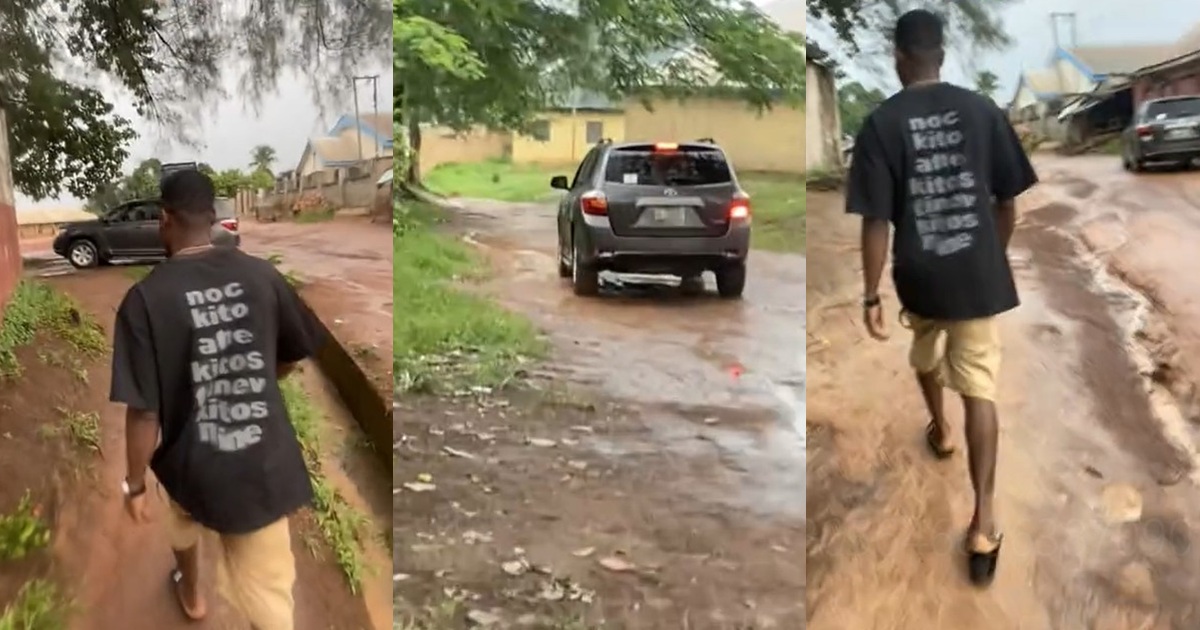 “If you get money, buy car o” – Man jokes after his dad drove past him in the rain without picking him up (WATCH)