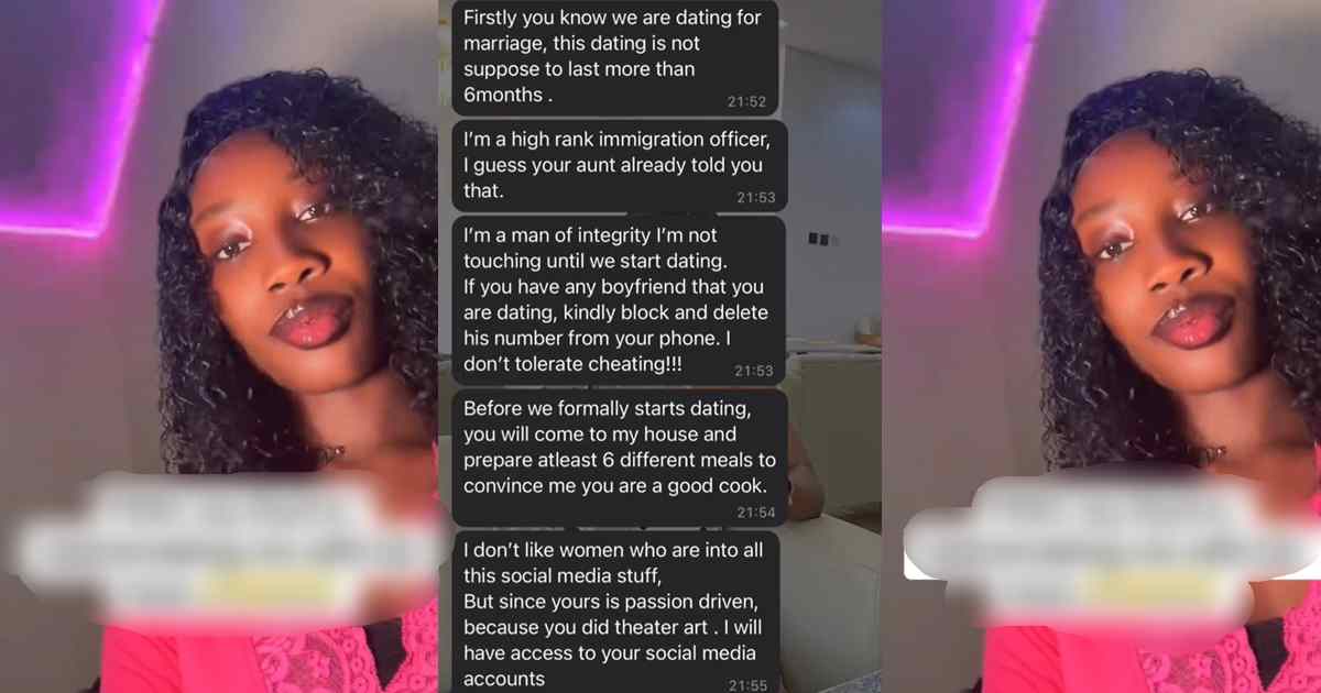 “You will come to my house to prepare at least 6 different meals” – Lady shares the conversation she had with an immigration officer her aunt matched her with (WATCH)