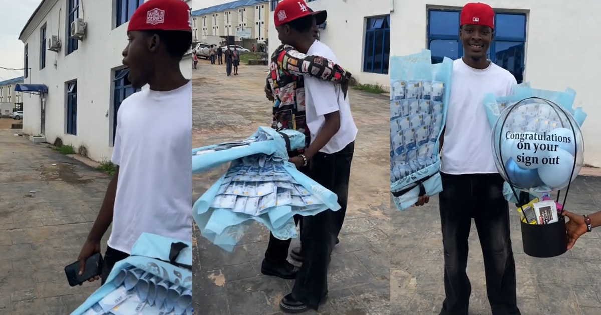 Lovely moment a Nigerian dad surprised his son on his sign-out day at school (WATCH)