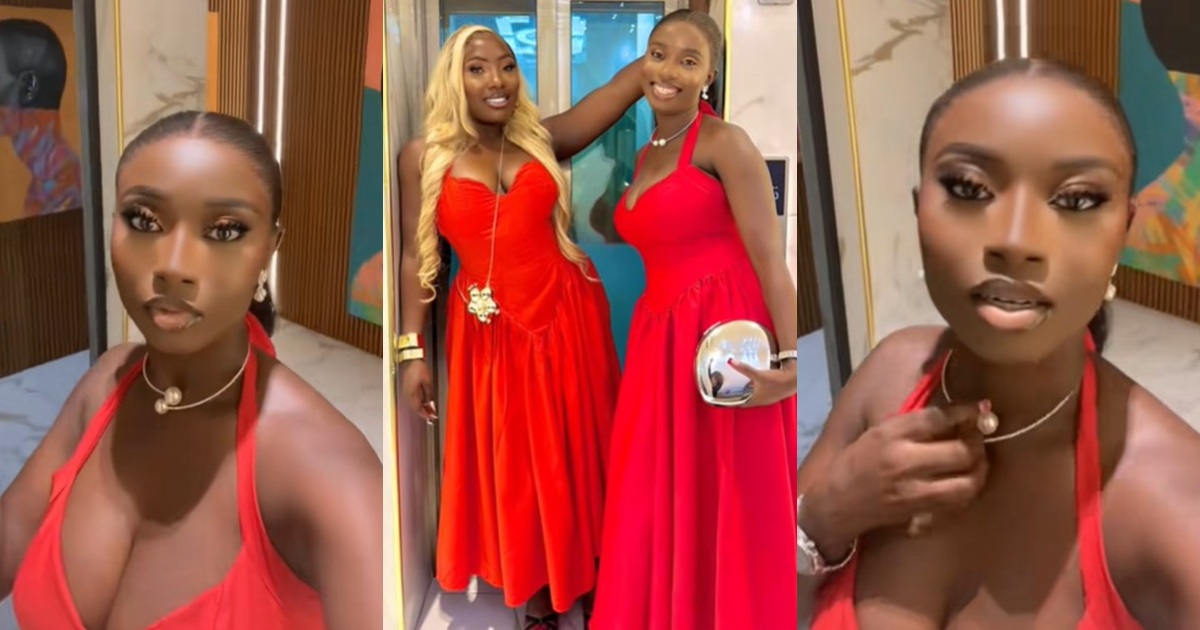 “Na why okrika good be that” – Lady poses for a photo with another lady after noticing they wore the same outfit during an outing with her friends (WATCH)