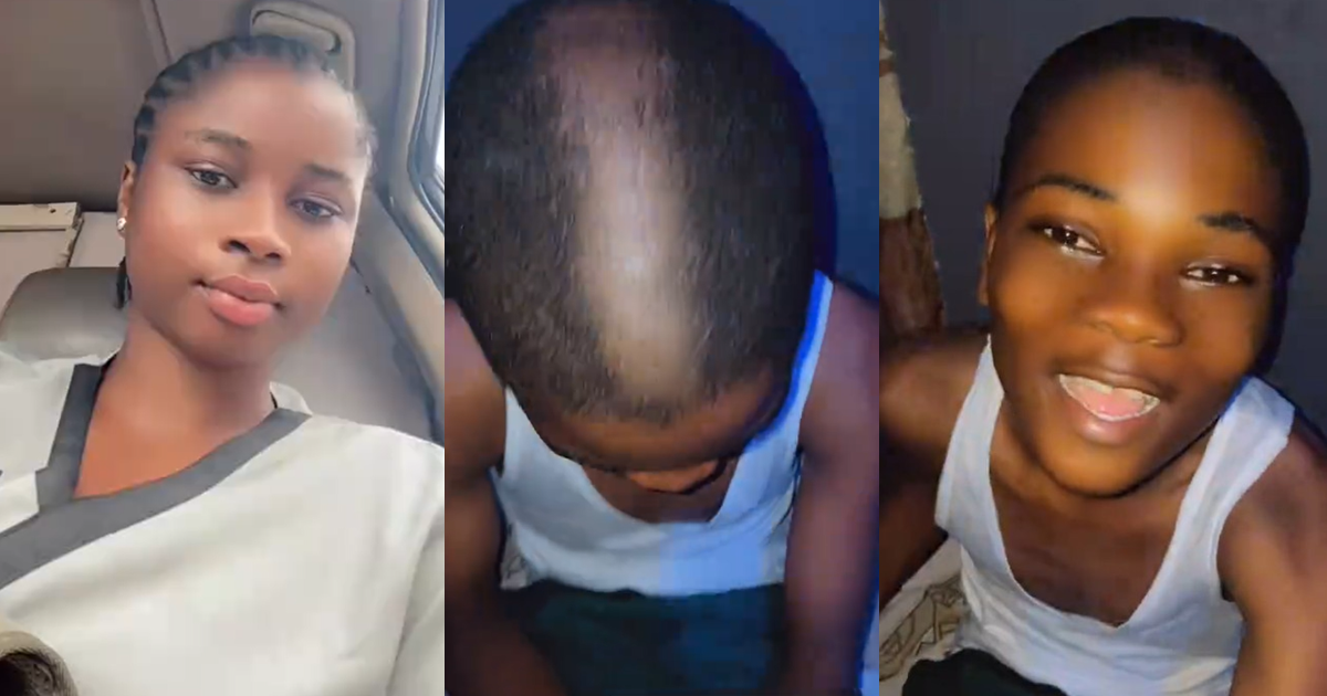 “Avatar of our time” – Lady m0cks her younger brother as soldiers shave his hair after he refused to cut it for his WAEC exams (WATCH)