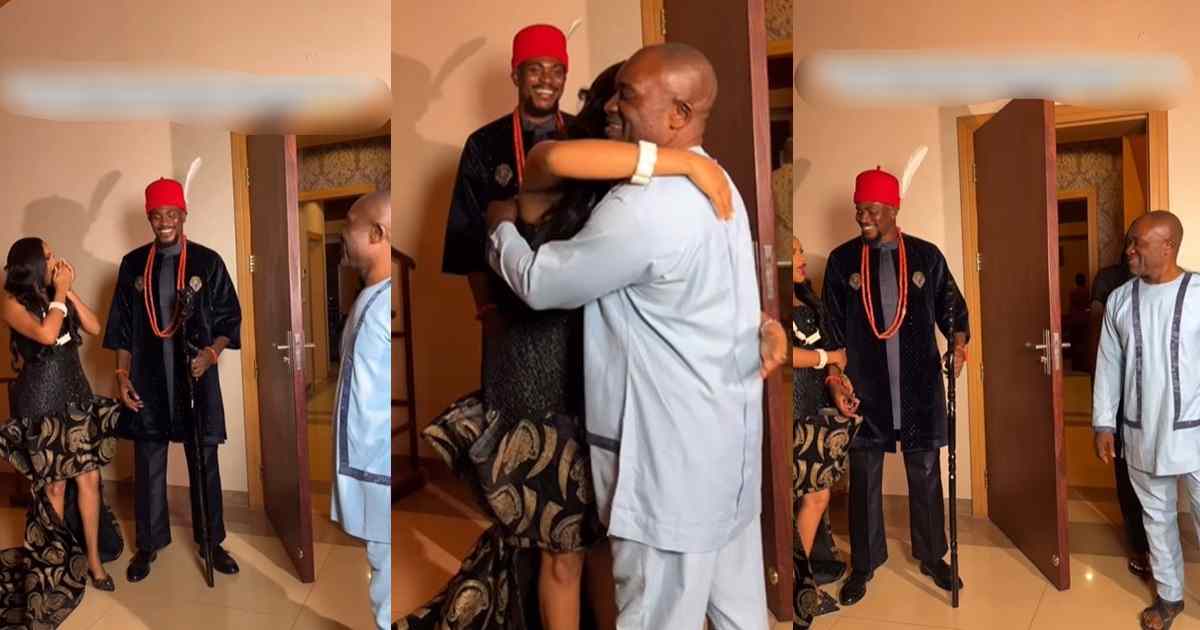 Adorable moment a groom surprises his bride with her favourite school teacher on their wedding day, making her wish come true (WATCH)