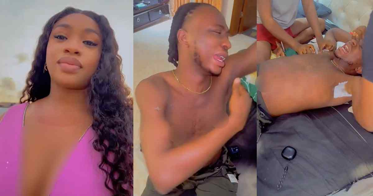 “It’s for your own benefit” –  Lady uses her brother as an experiment after buying new hair wax (WATCH)