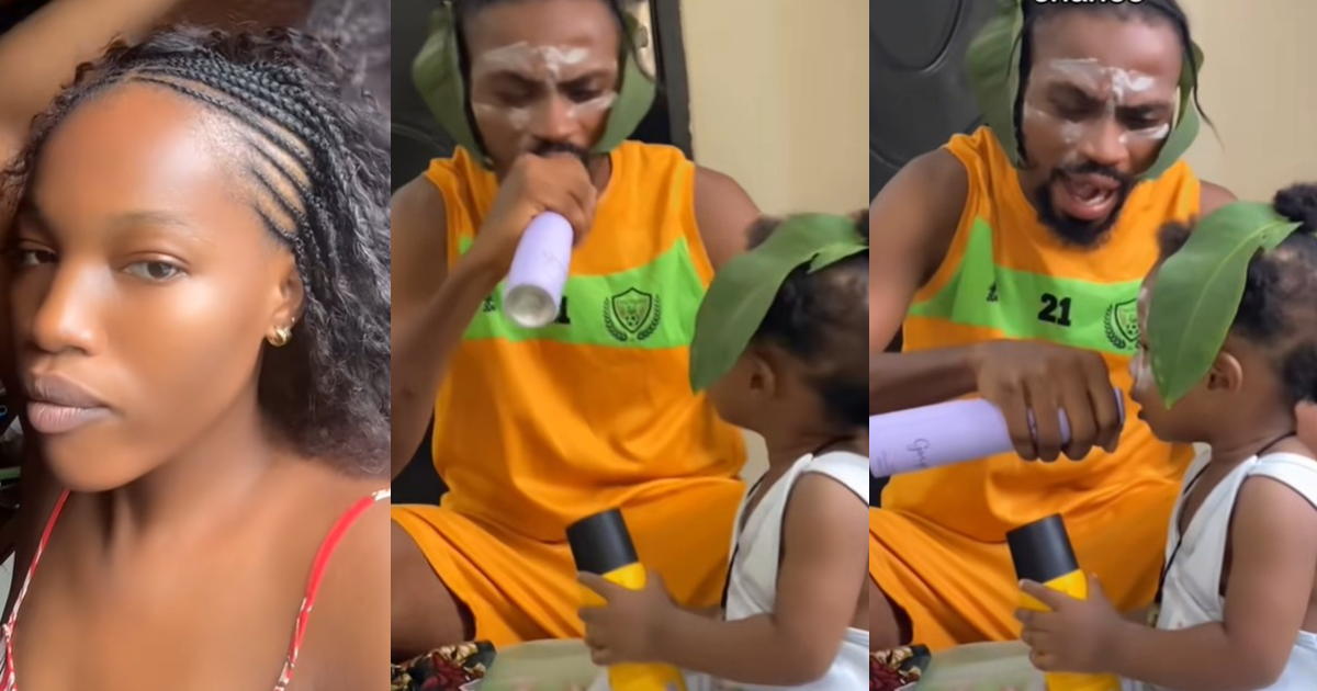 Heartwarming moment a woman records her husband and son performing a gospel song in funny costumes (WATCH)