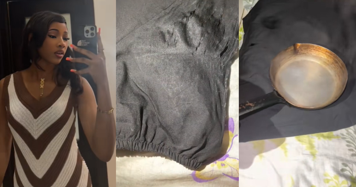 Lady shares how she mistakenly búrned her outfit and mattress while trying to iron with a frying pan (WATCH)