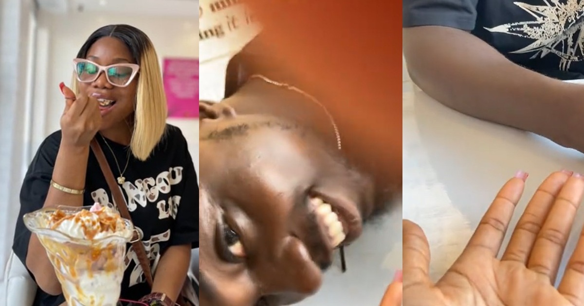 “Video me na” – Lady shares how her date unexpectedly appeared in her video, despite not wanting to show his face (WATCH)