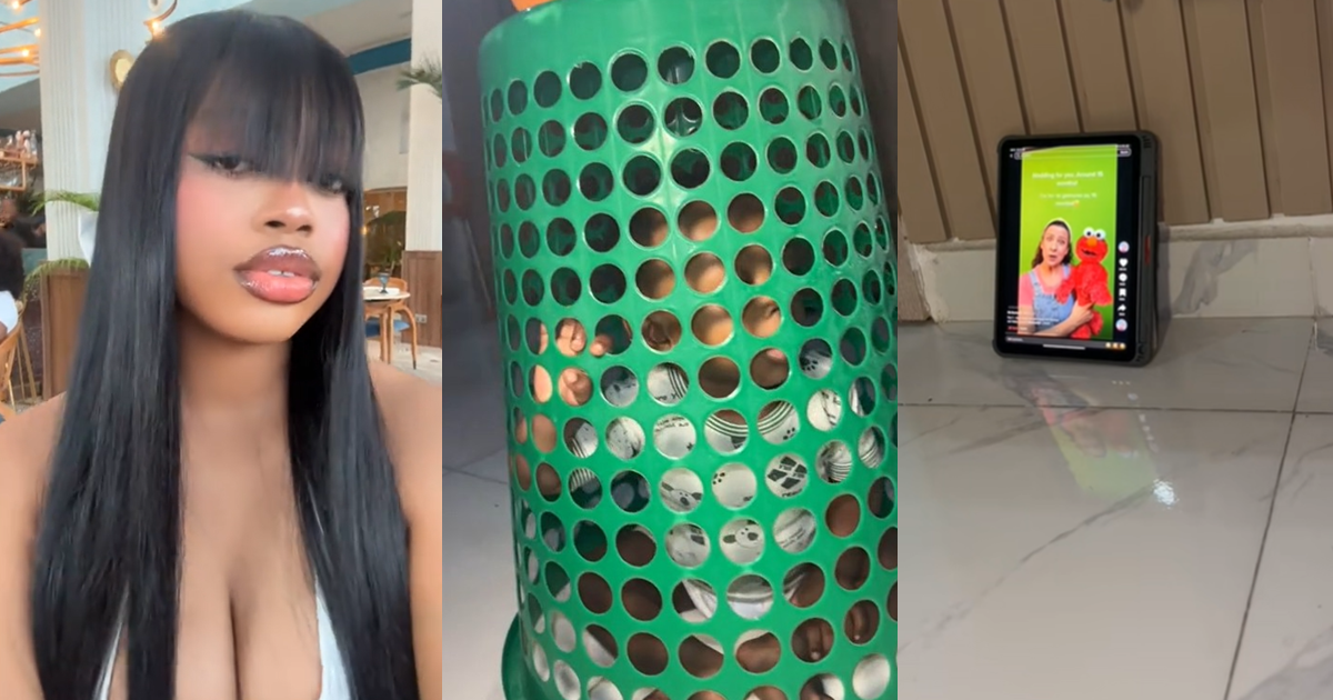 Nigerian mum finds creative method to keep her son safe while she bathes peacefully (WATCH)