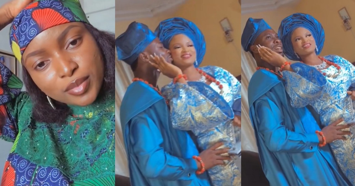 “It’s not time for it” – Woman married to a pastor shares her husband’s response after being told to peck her during their wedding photo shoot (WATCH)