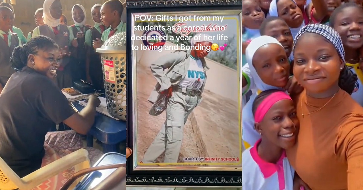 “An evidence of my one year well spent” – Lady shows off the gifts she received from her students as a loving and caring corps member at her PPA (WATCH)