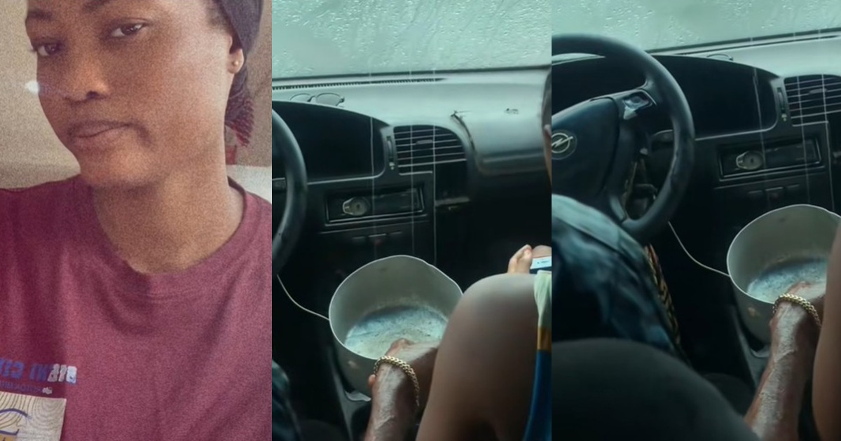 Lady shares what a cab driver used to collect water from his leaking roof in Ijebu (Watch)