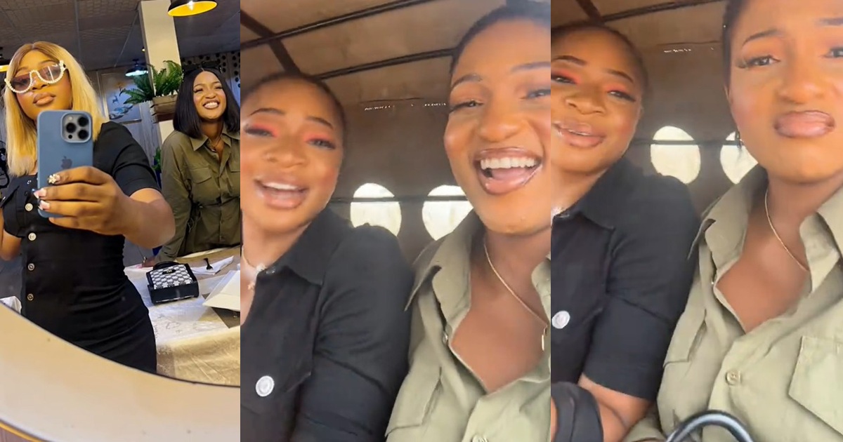 “A whole me carrying makeup enter keke” – Lady expresses frustrat!on as she and her friend resort to Keke Napep after car-hailing drivers refuse the trip due to the bad road condition in Ota (VIDEO)