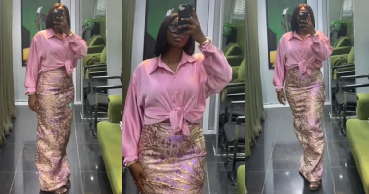 “I didn’t spend so much money on fabric for it to sit in my wardrobe for one year” – Lady says as she wears an Aso-Ebi skirt to work (WATCH)