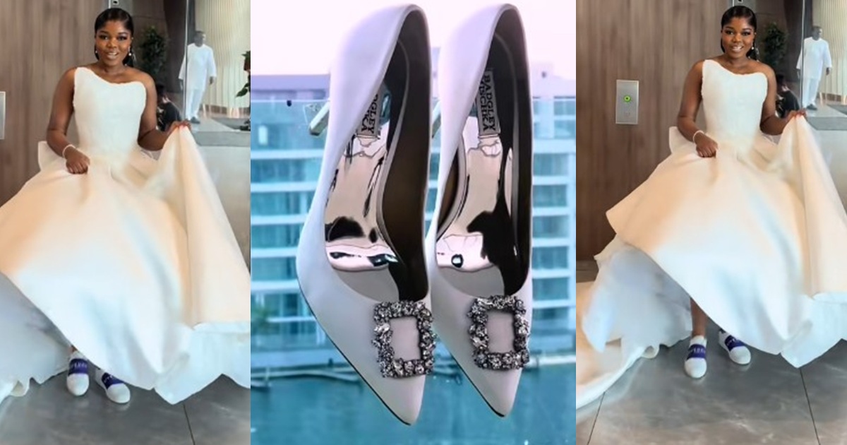 “Ball dress and heels are not friends” – Bride d!tches heels for sneakers on her wedding day (WATCH)