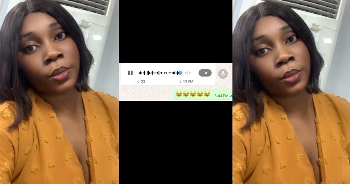 Lady shares voice note from a man who promised to sp0il and turn her life around after sending her ₦200 recharge card (WATCH)