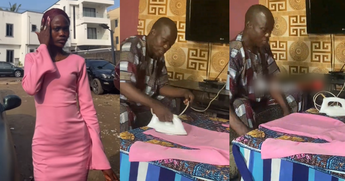 Lady showcases her well-ironed dress at work, crediting her dad for ironing it (WATCH)